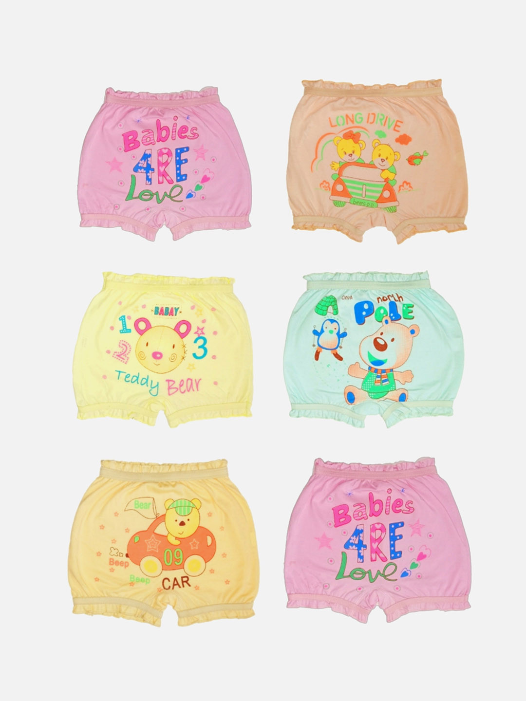SKY HEIGHTS Kids Pack Of 6 Assorted Typography Printed Pure Cotton Boy Shorts Briefs