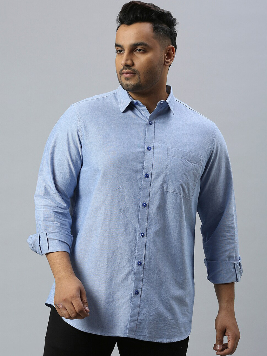 Sztori Plus Size Long Sleeves Classic Fit Pure Cotton Casual Shirt