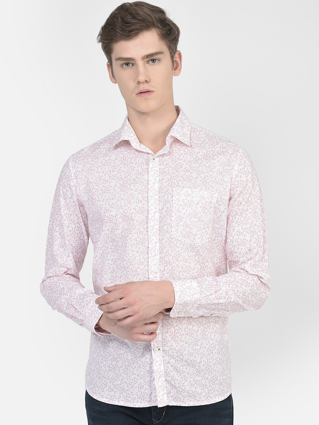 Crimsoune Club Slim Fit Floral Printed Pure Cotton Shirt