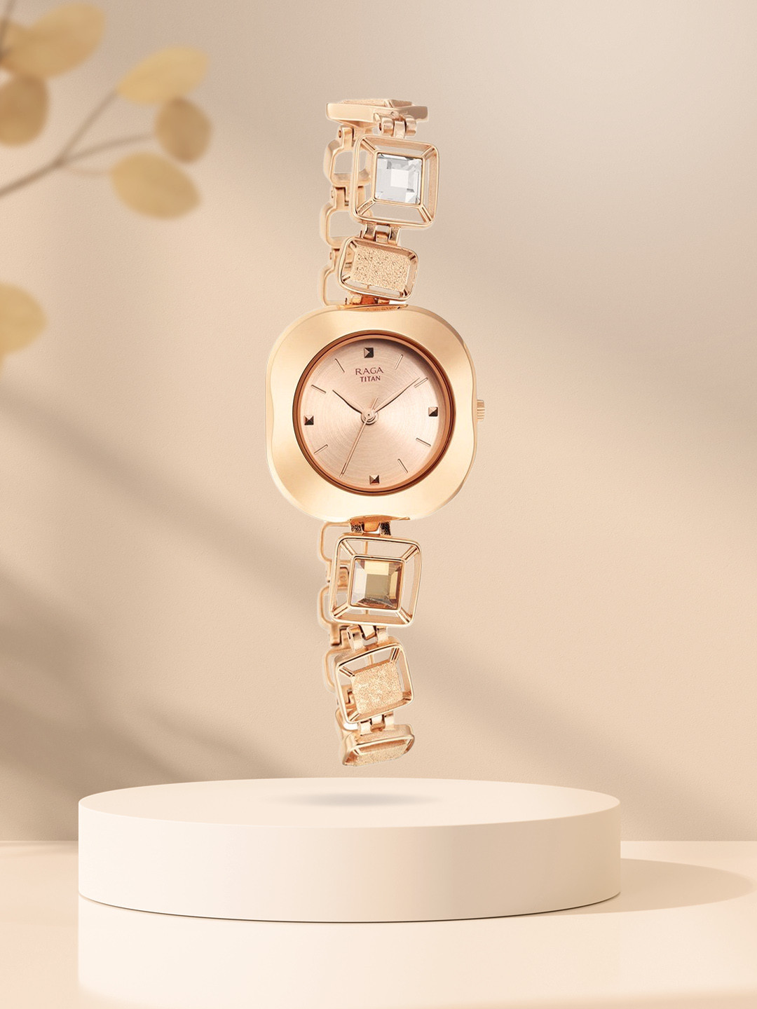 Titan Women Brass Dial & Stainless Steel Straps Analogue Watch NQ95156WM01