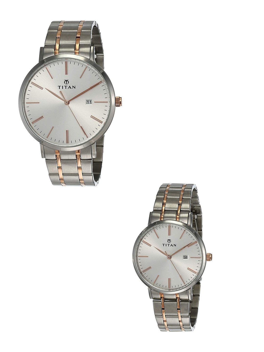 Titan Set Of 2 Dial & Stainless Steel Straps Analogue Watch NP9400294202KM01