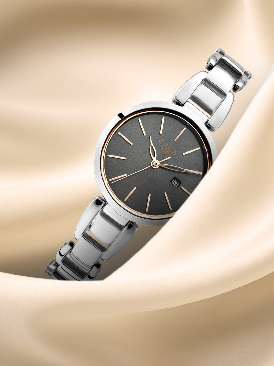 Titan Women Brass Dial & Stainless Steel Bracelet Style Straps Analogue Watch NP2642SM01