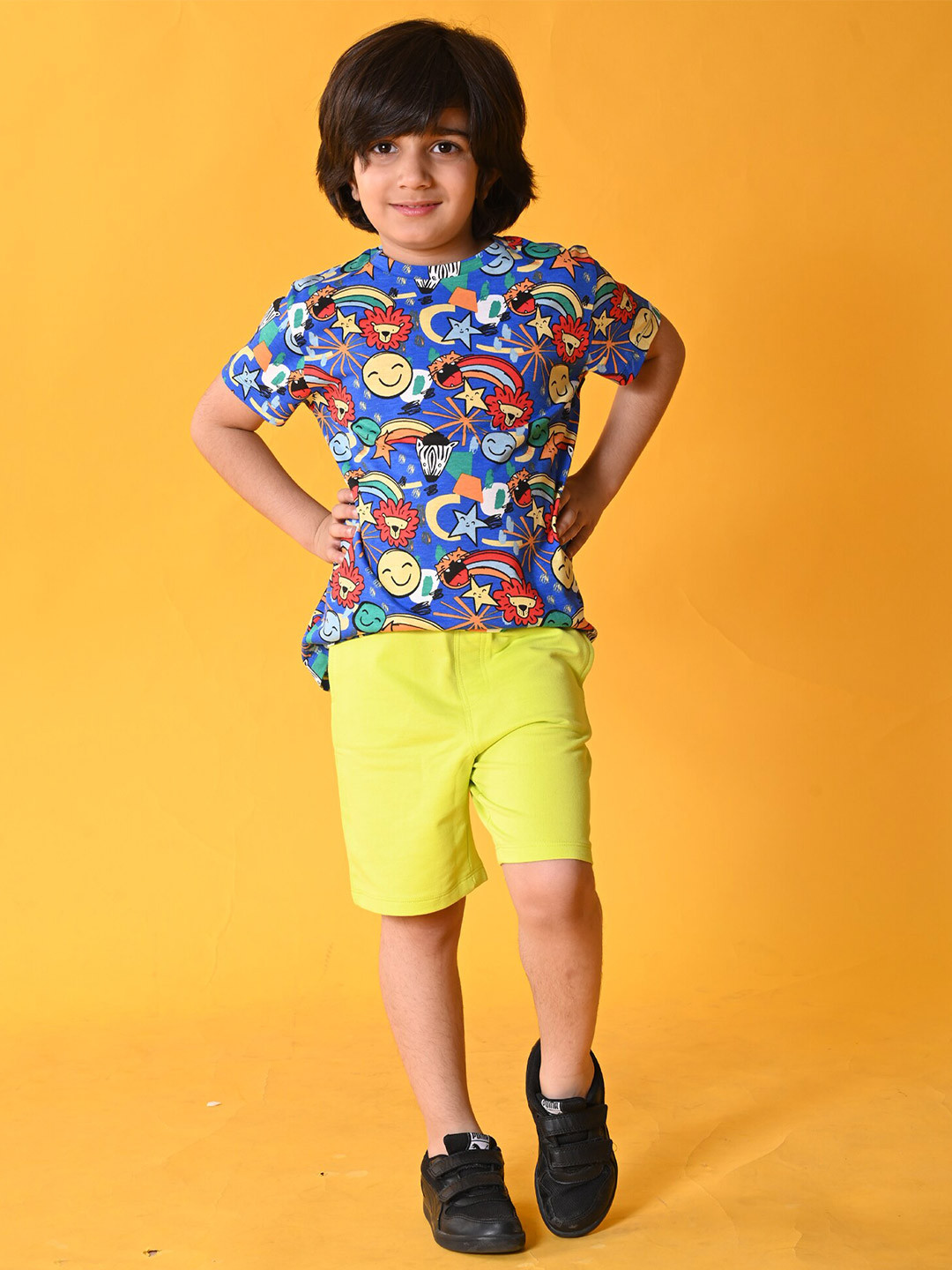 Anthrilo kids Boys Printed Pure Cotton T-shirt Shorts Clothing Set