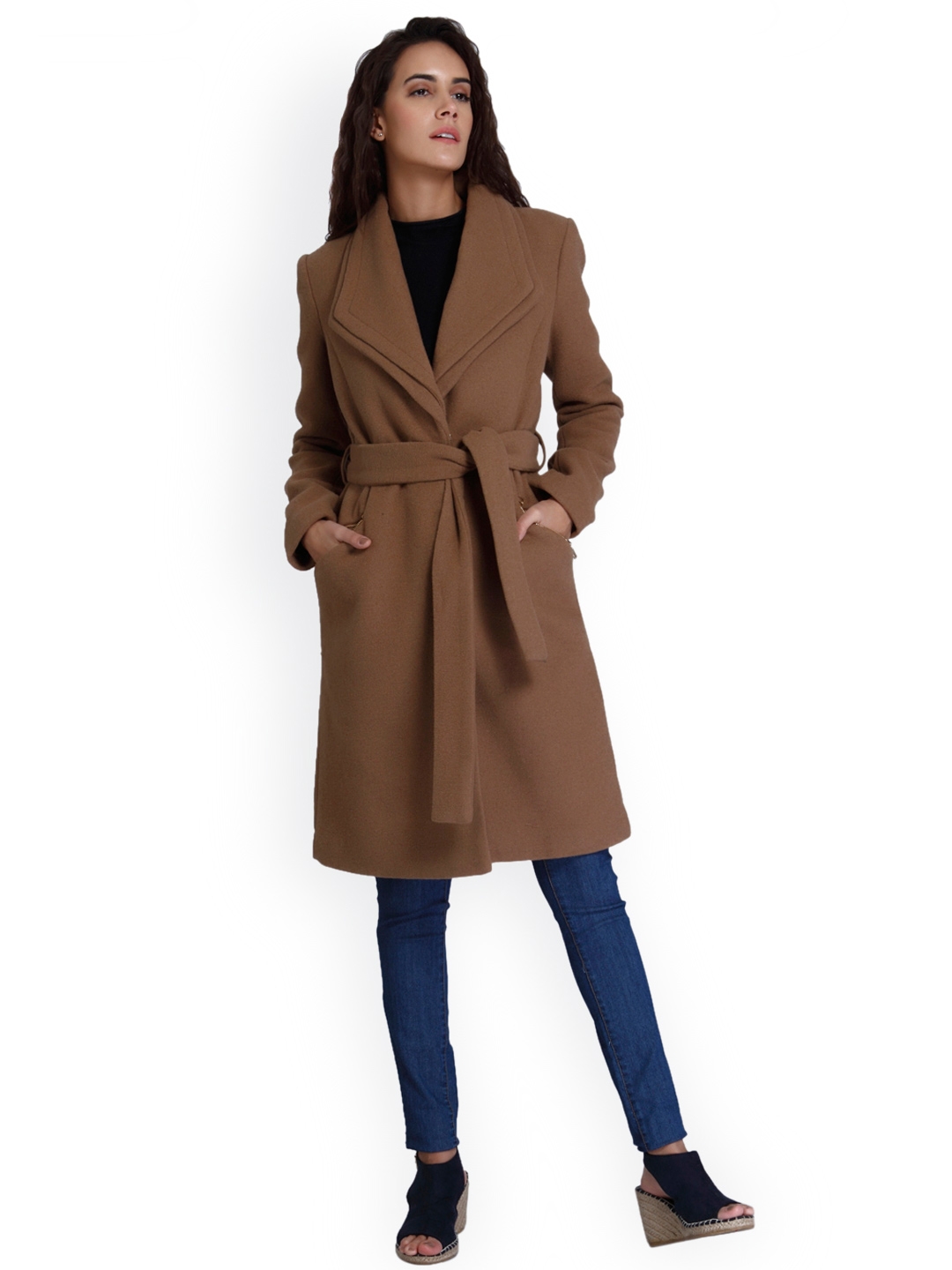 WOMEN FASHION Coats Shearling discount 70% Brown M NoName Long coat 