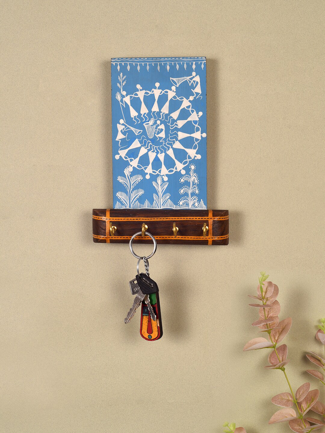 AAKRITI ART CREATIONS Blue & White Warli Melody Key Holders