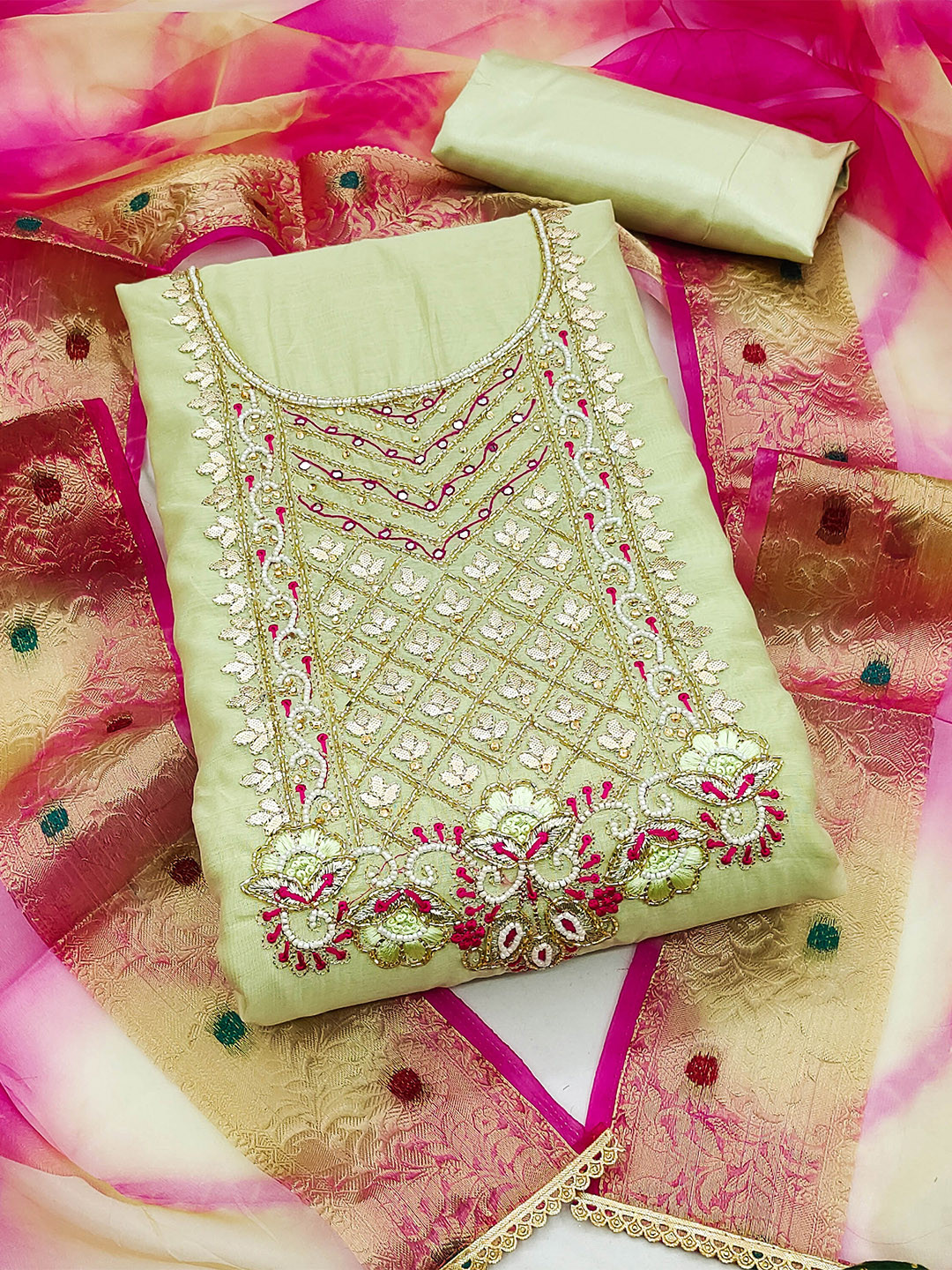 KALINI Embroidered Unstitched Dress Material