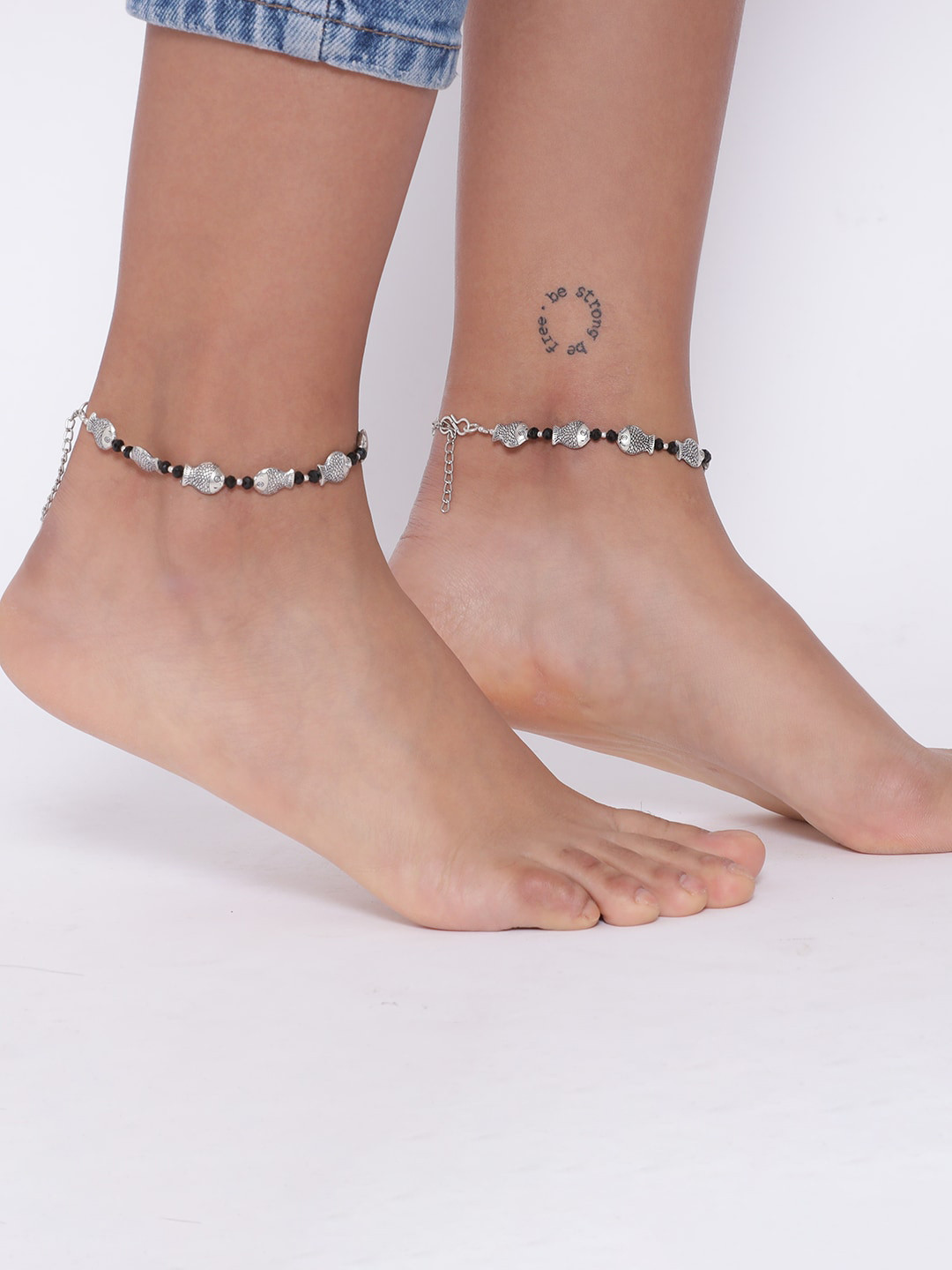 Anouk Silver-Plated & Beaded Fish Anklet