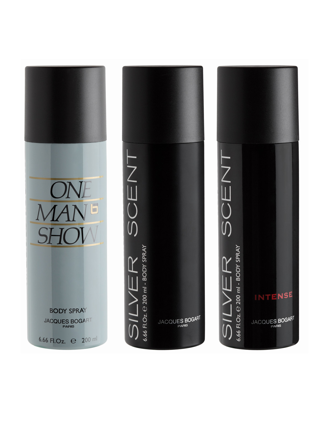 JACQUES BOGART One Man Show Gold + Silver Scent Intense+ Silver Scent Body Sprays