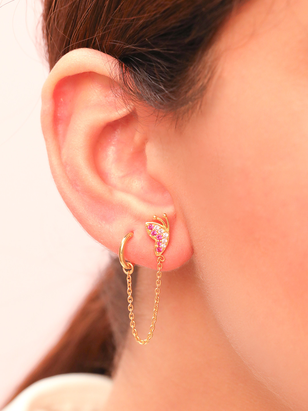 Zavya Sterling Silver Gold-Plated CZ Drop Earrings