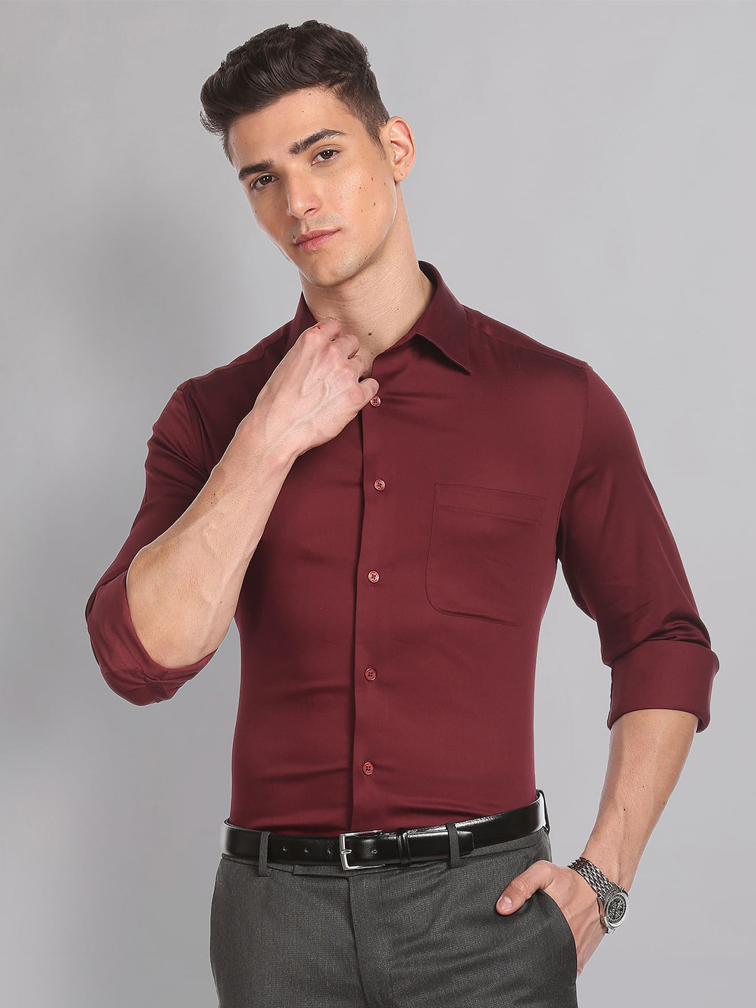 AD By Arvind Solid Twill Formal Shirt