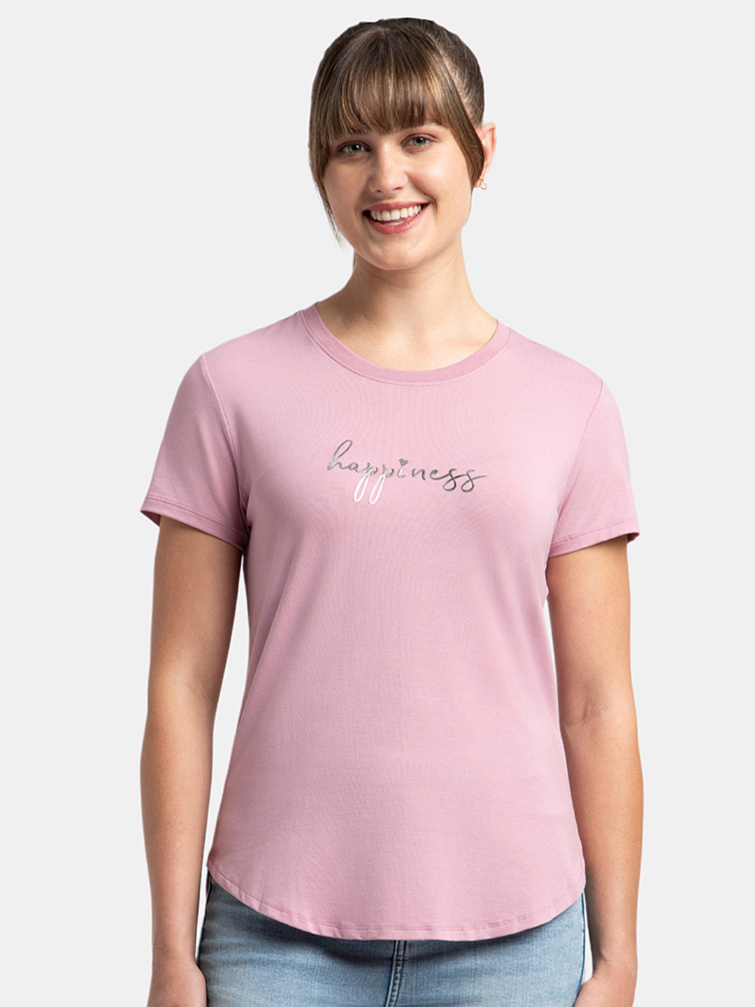 Jockey Micro Modal Fiber Relaxed Fit Print Round Neck Half Sleeve Tshirt-IW31