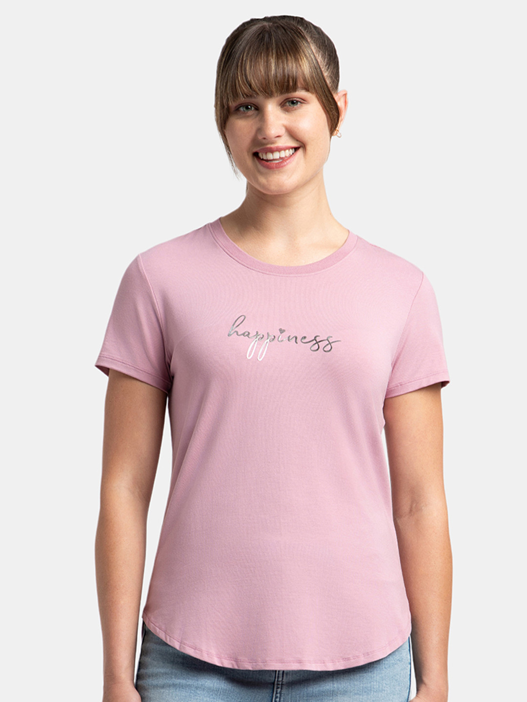 Jockey Micro Modal Fiber Relaxed Fit Print Round Neck Half Sleeve Tshirt-IW31