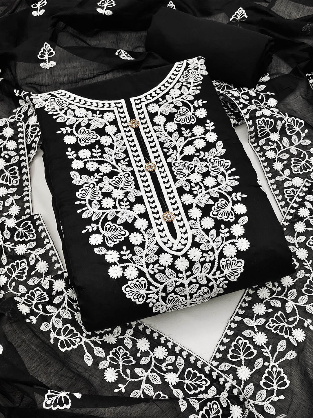 KALINI Embroidered Unstitched Dress Material