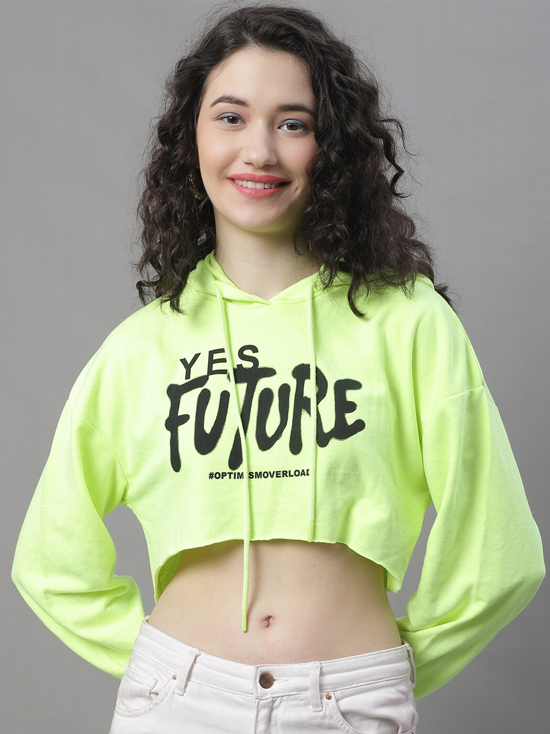 NoBarr Printed Hooded Crop Sweatshirt