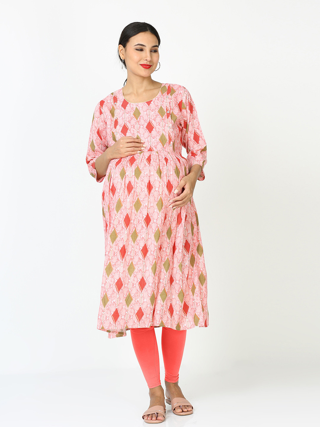 9shines Label Maternity Abstract Printed Anarkali Kurta