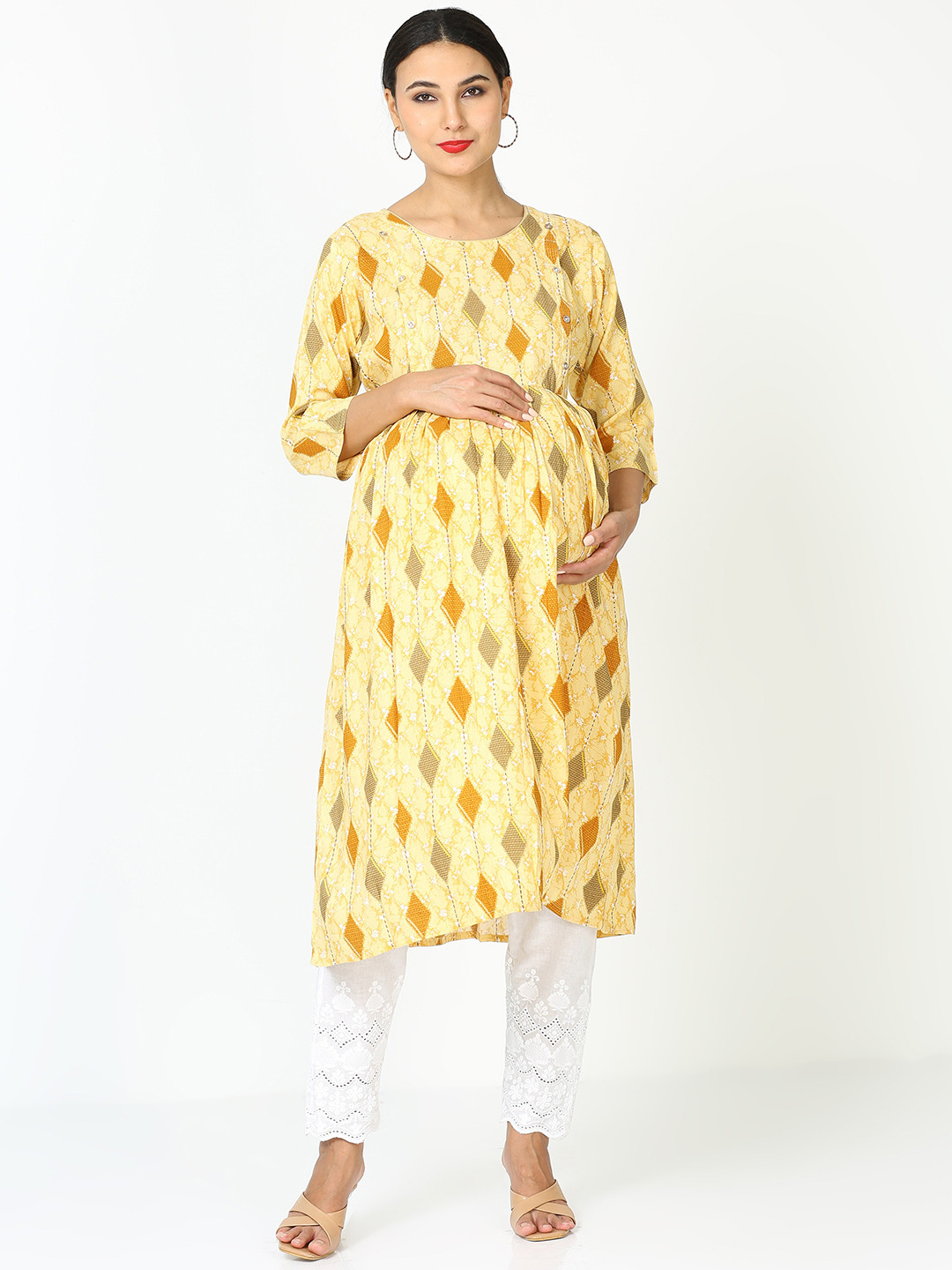 9shines Label Maternity Abstract Printed A-Line Kurta