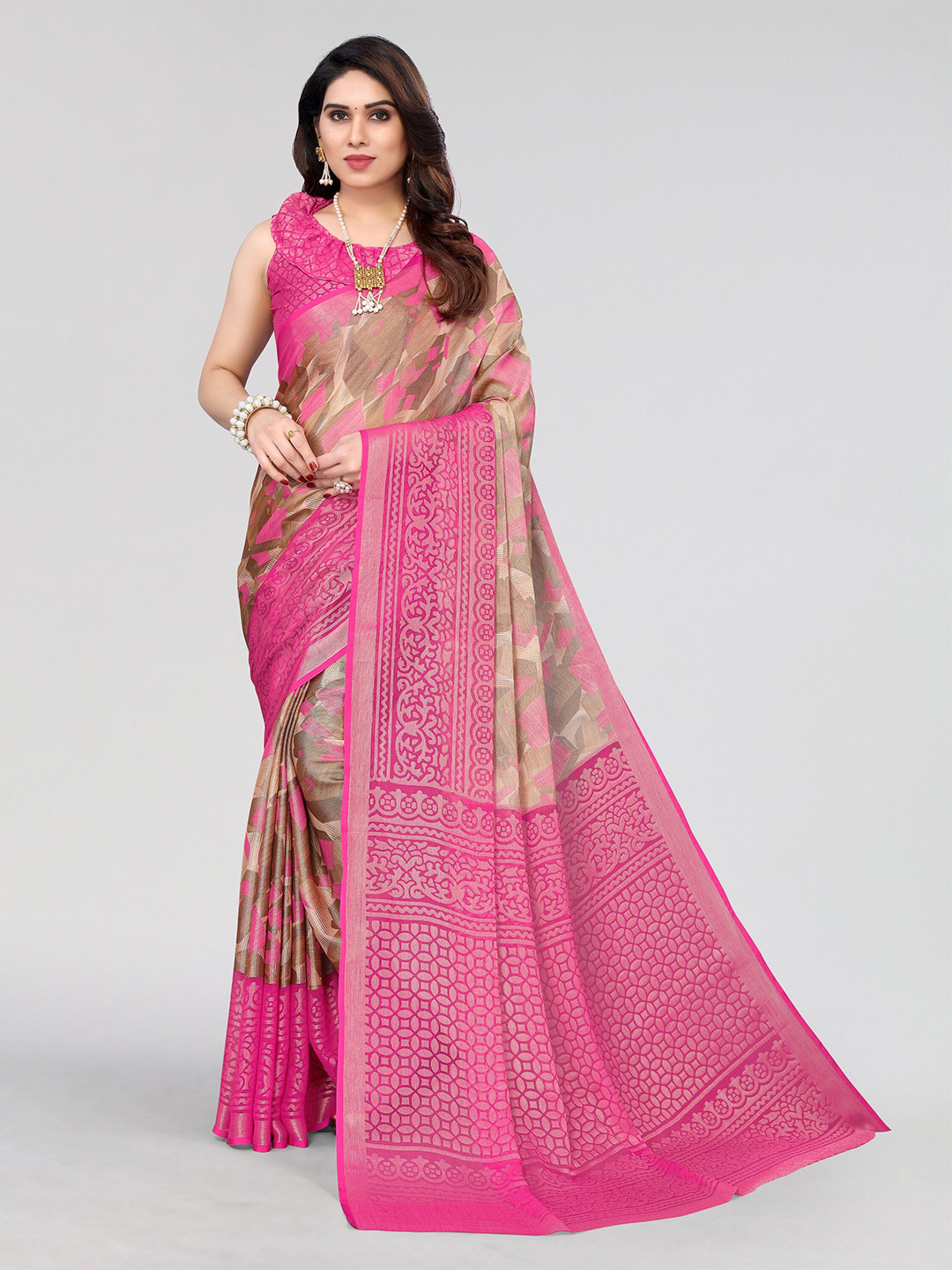 Winza Designer Poly Chiffon Venkatgiri Saree With Blouse Piece