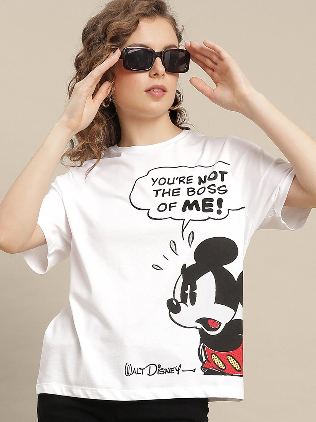 Free Authority Mickey Mouse Printed Cotton T-Shirt
