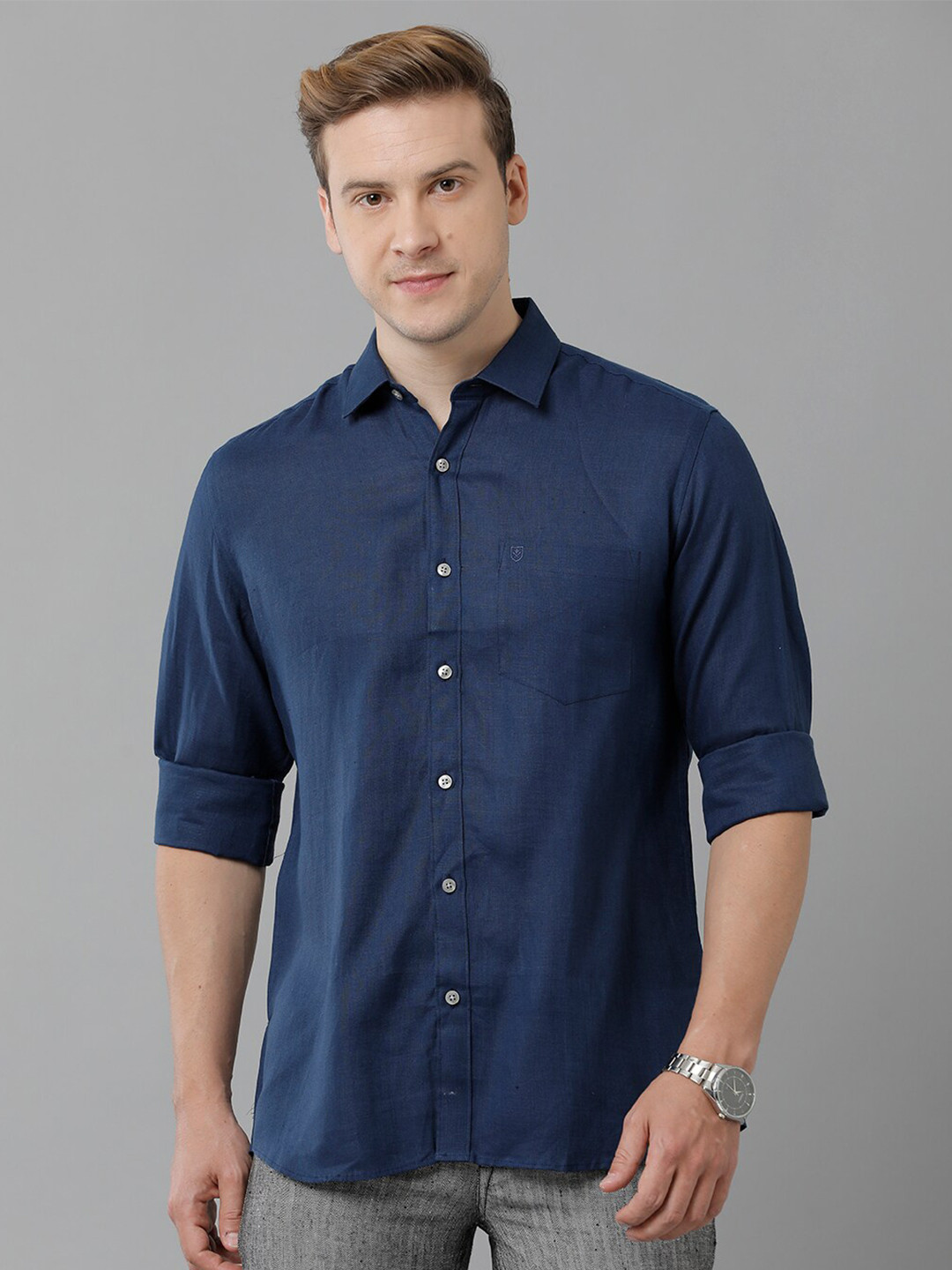 Linen Club Long Sleeves Pure Linen Casual Shirt