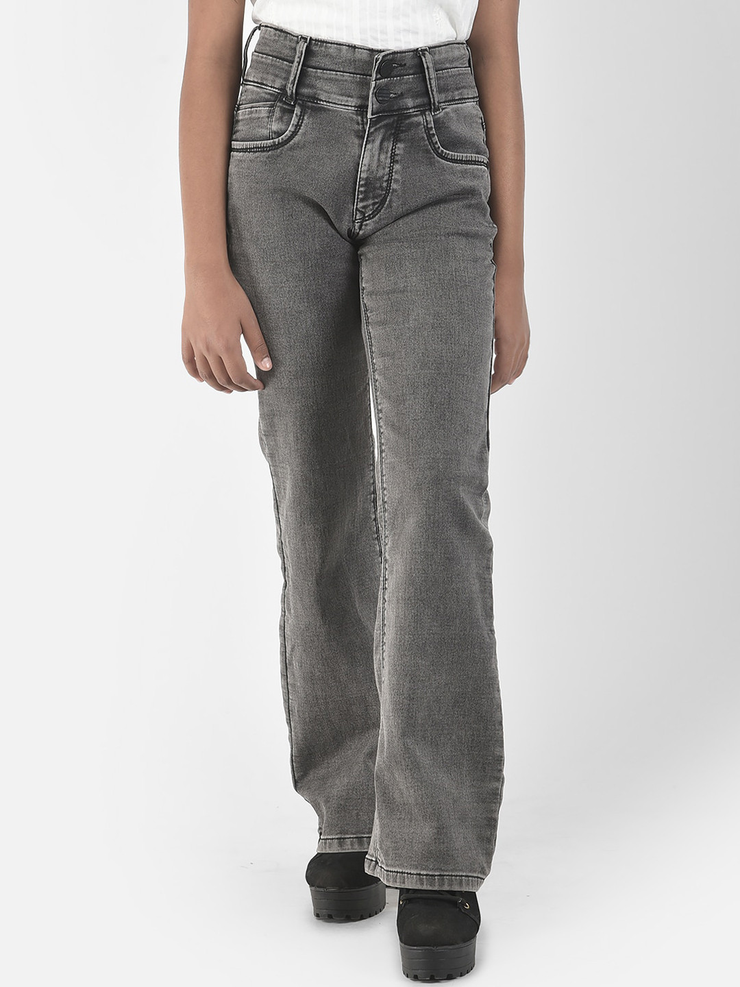Crimsoune Club Girls Bootcut Light Fade Stretchable Jeans