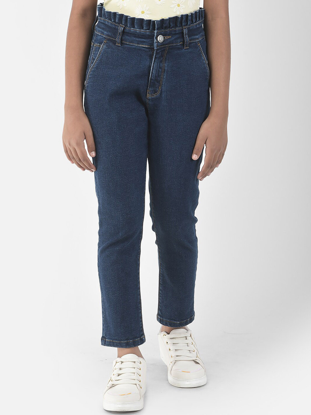 Crimsoune Club Girls Mom Fit Light Fade Stretchable Jeans