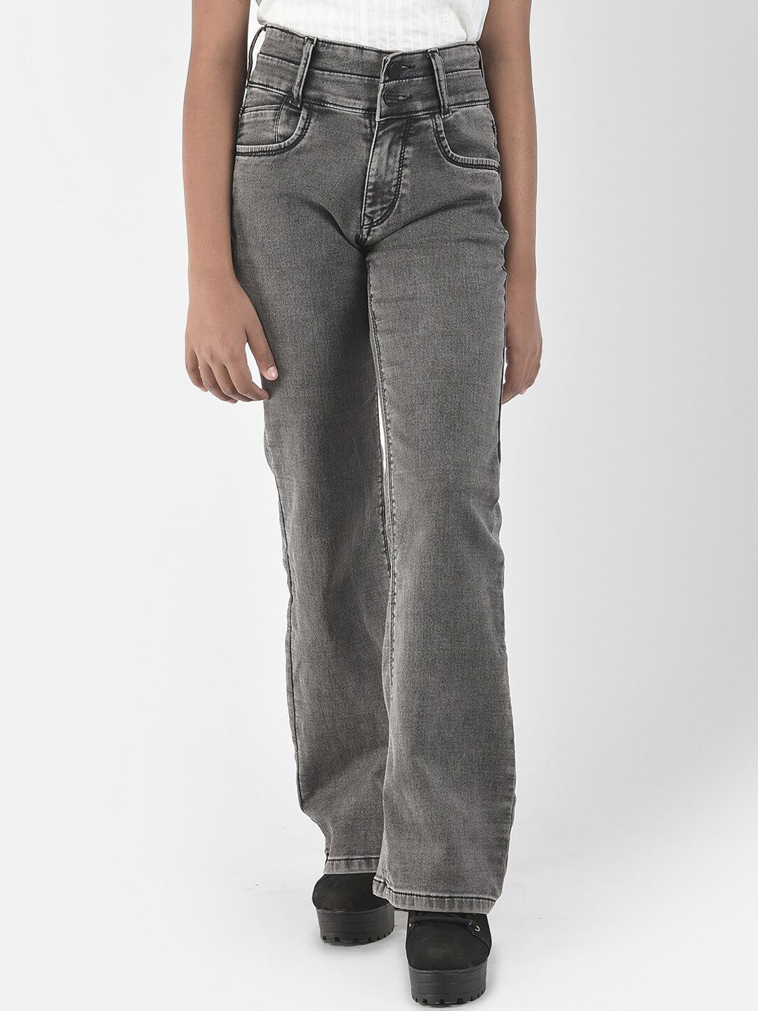 Crimsoune Club Girls Bootcut Light Fade Stretchable Jeans