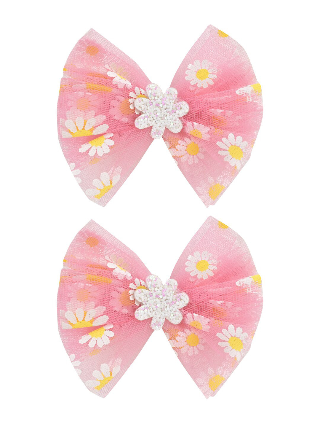 Aye Candy Girls Set Of 2 Daisy Tulle Bows Alligator Hair Clip