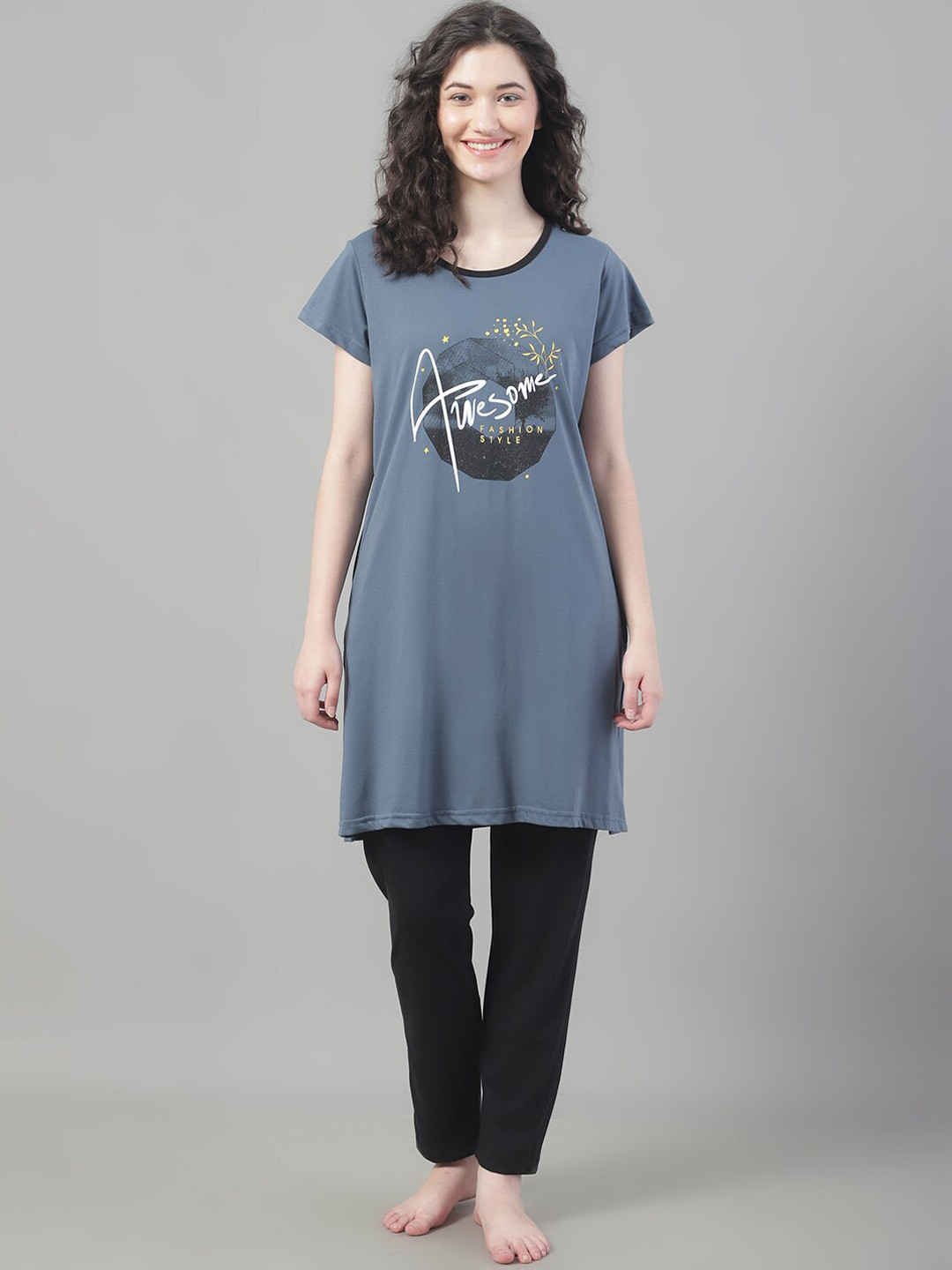 PERFECT LINE Typography Printed Night Suit