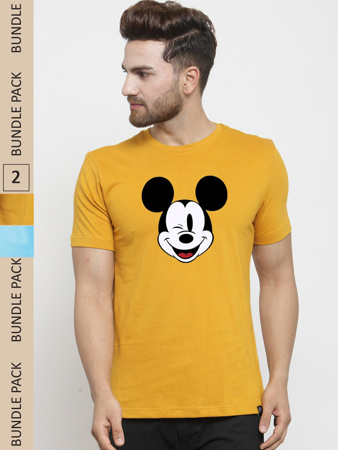 Friskers Pack Of 2 Printed Slim Fit Pure Cotton T-shirts