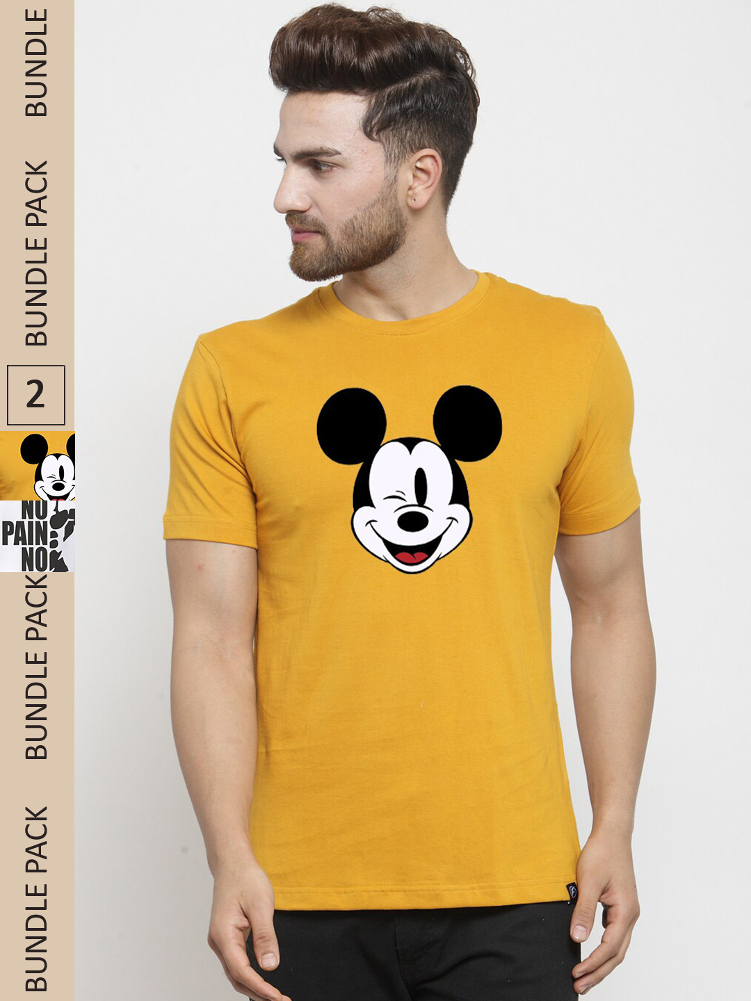 Friskers Pack Of 2 Printed Slim Fit Pure Cotton T-shirts