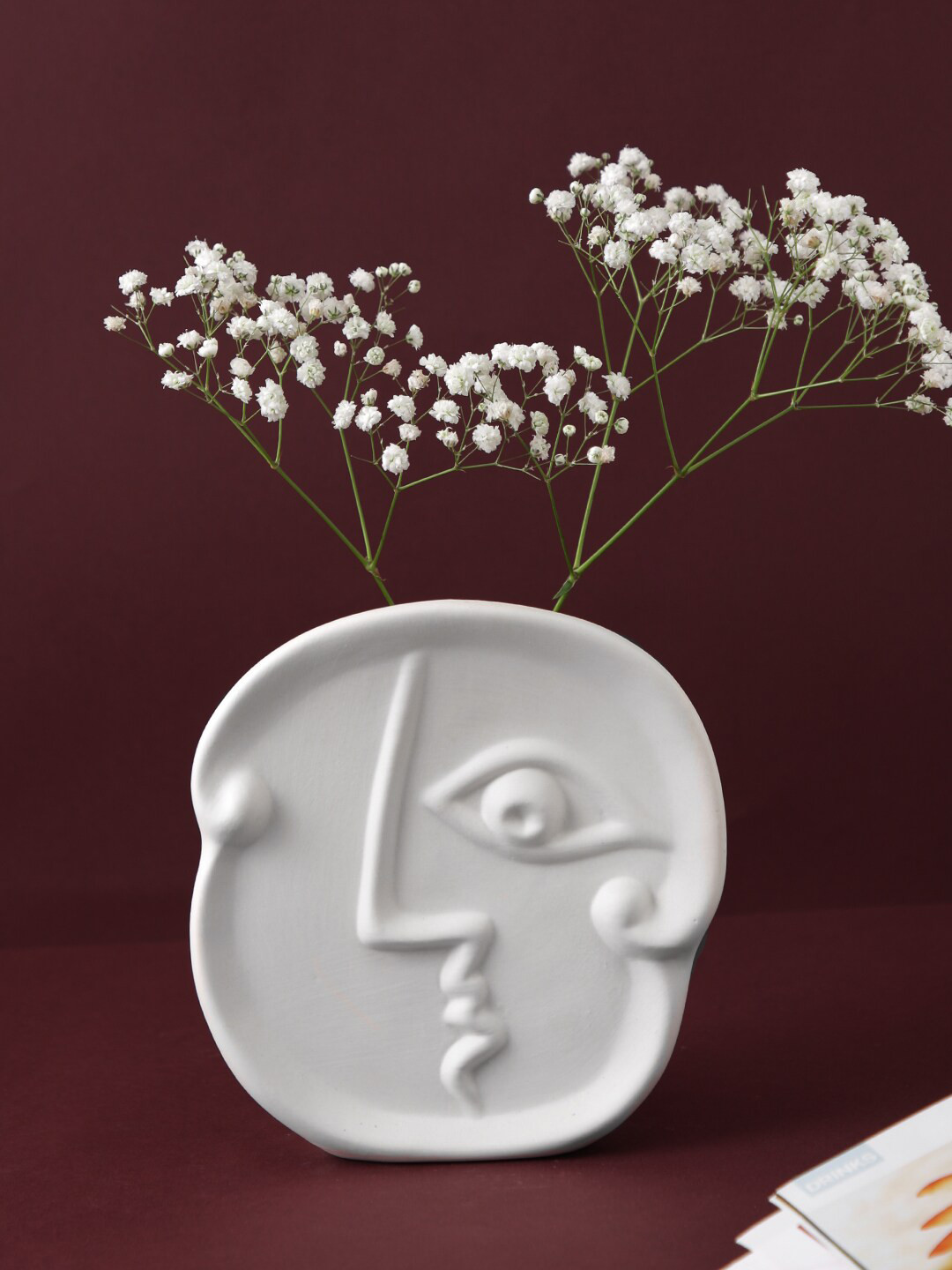 TAYHAA White Side Face Design Ceramic Flower Vase