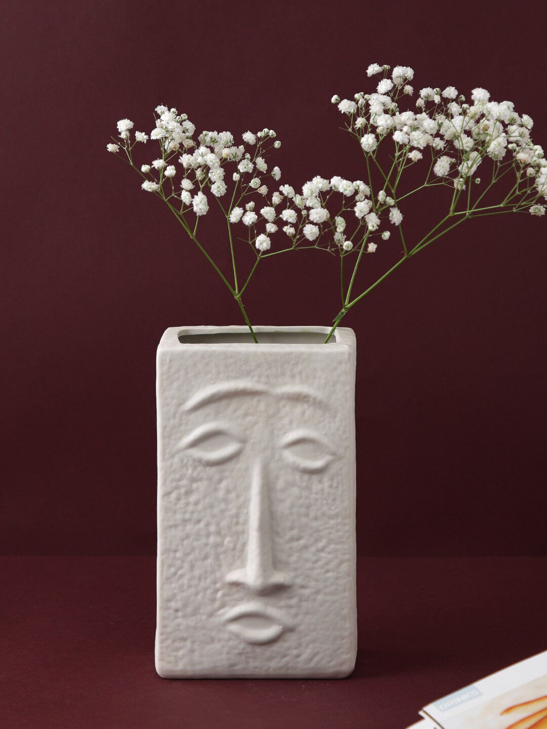 TAYHAA White Face Shaped Ceramic Flower Vase
