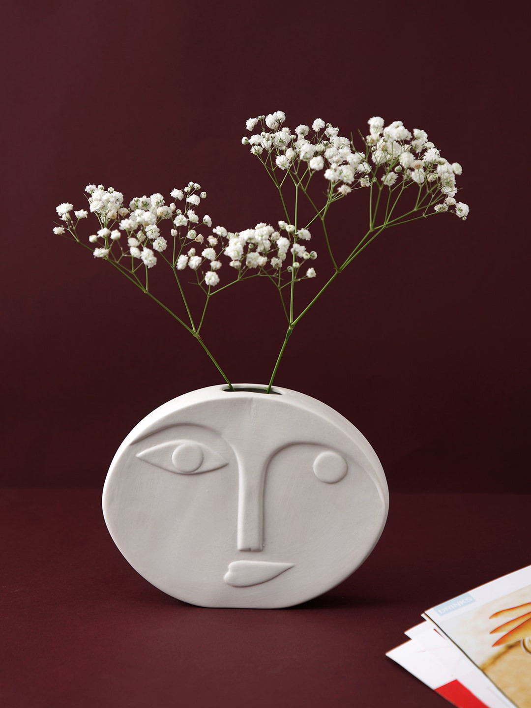 TAYHAA White Face Like Design Ceramic Flower Vase