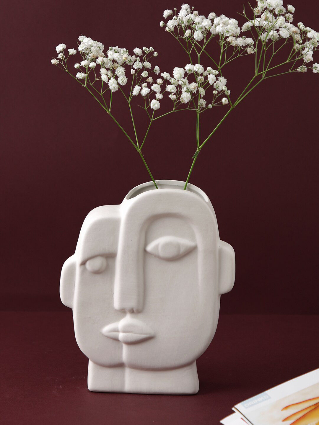 TAYHAA White Face Like Design Ceramic Flower Vase