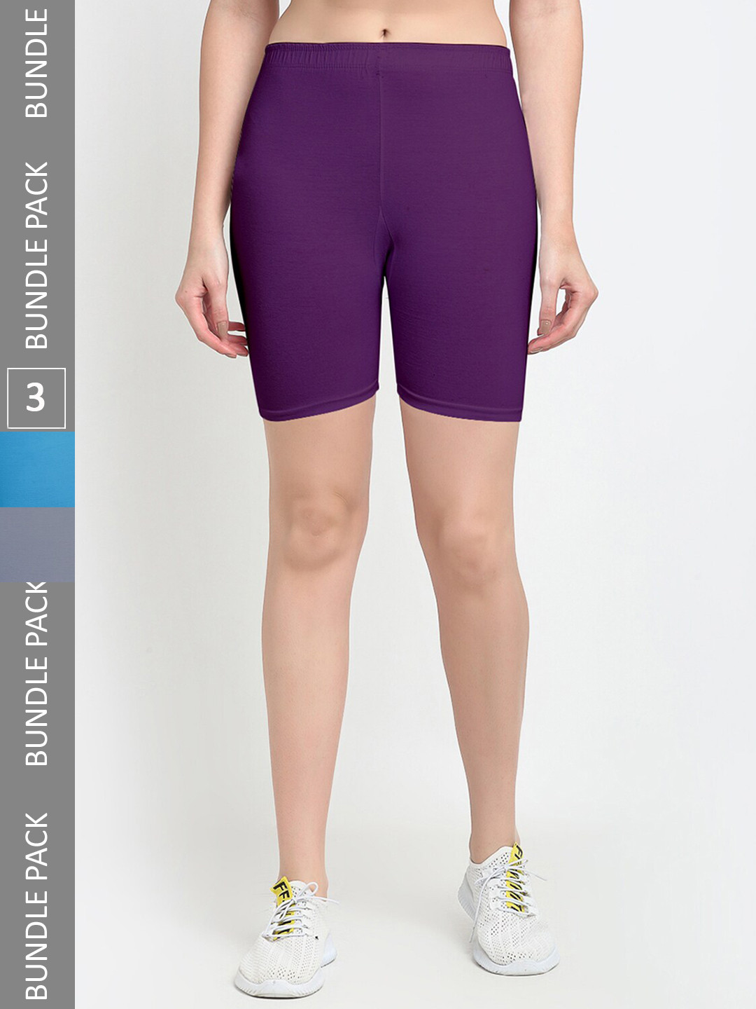 Jinfo Women Pack Of 3 Mid-Rise Lycra Cycling  Shorts