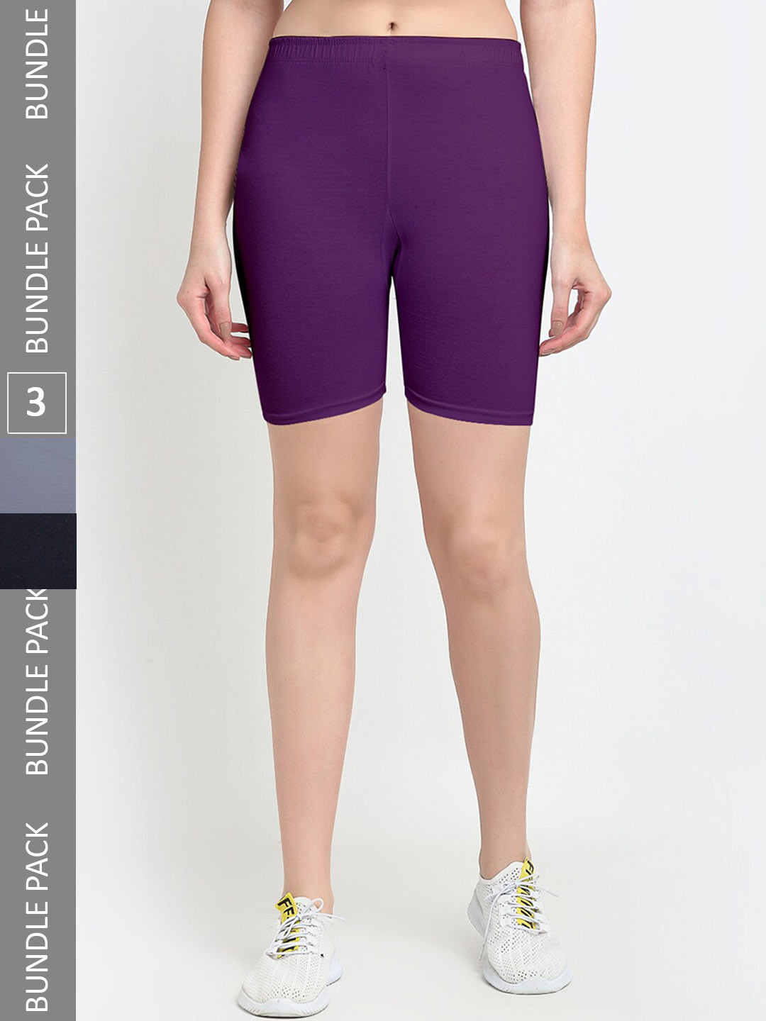 Jinfo Women Pack Of 3 Above Knee Length Yoga Sports Shorts