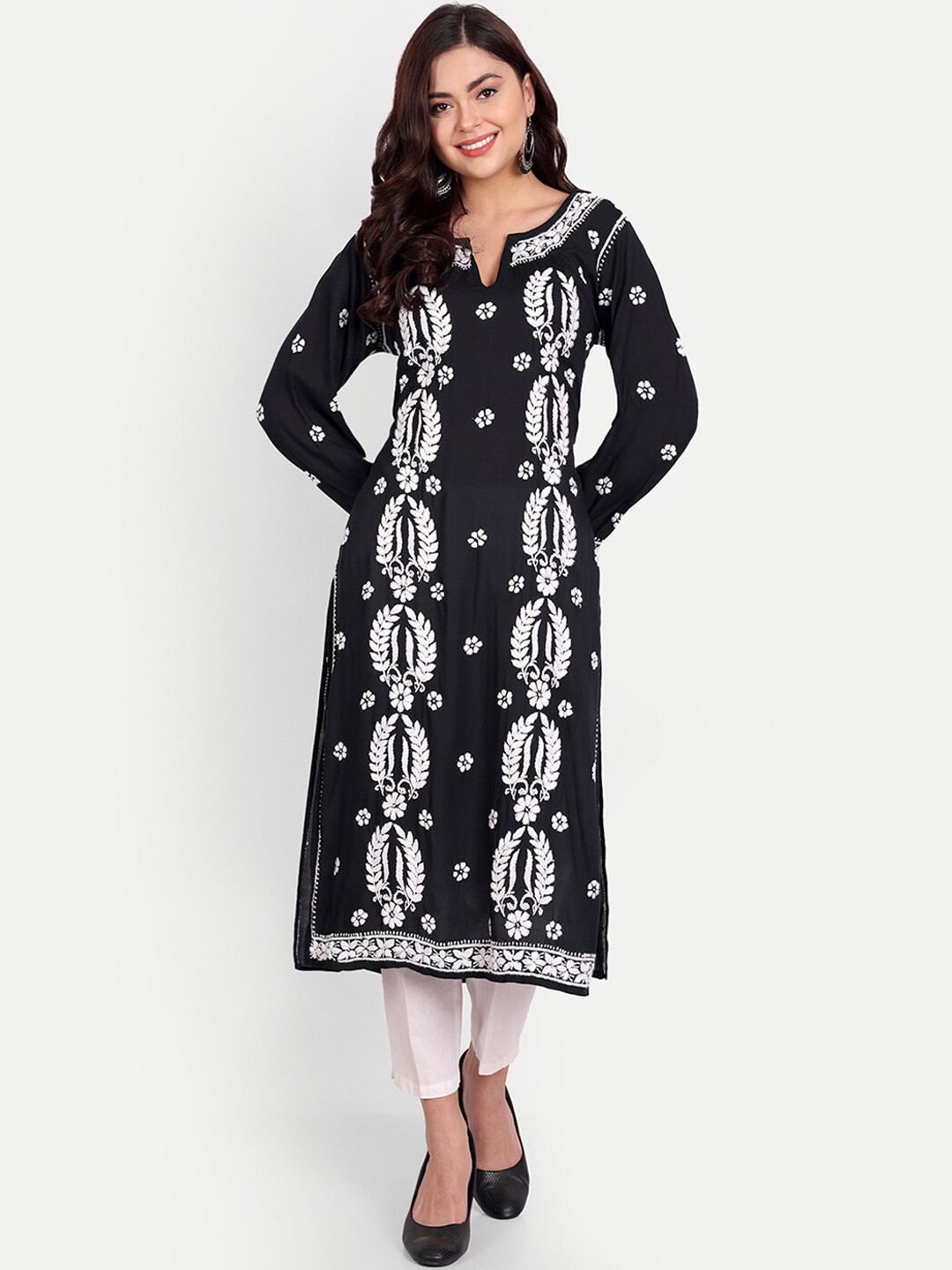 Indiankala4u Women Chikankari Embroidered Cotton Kurta