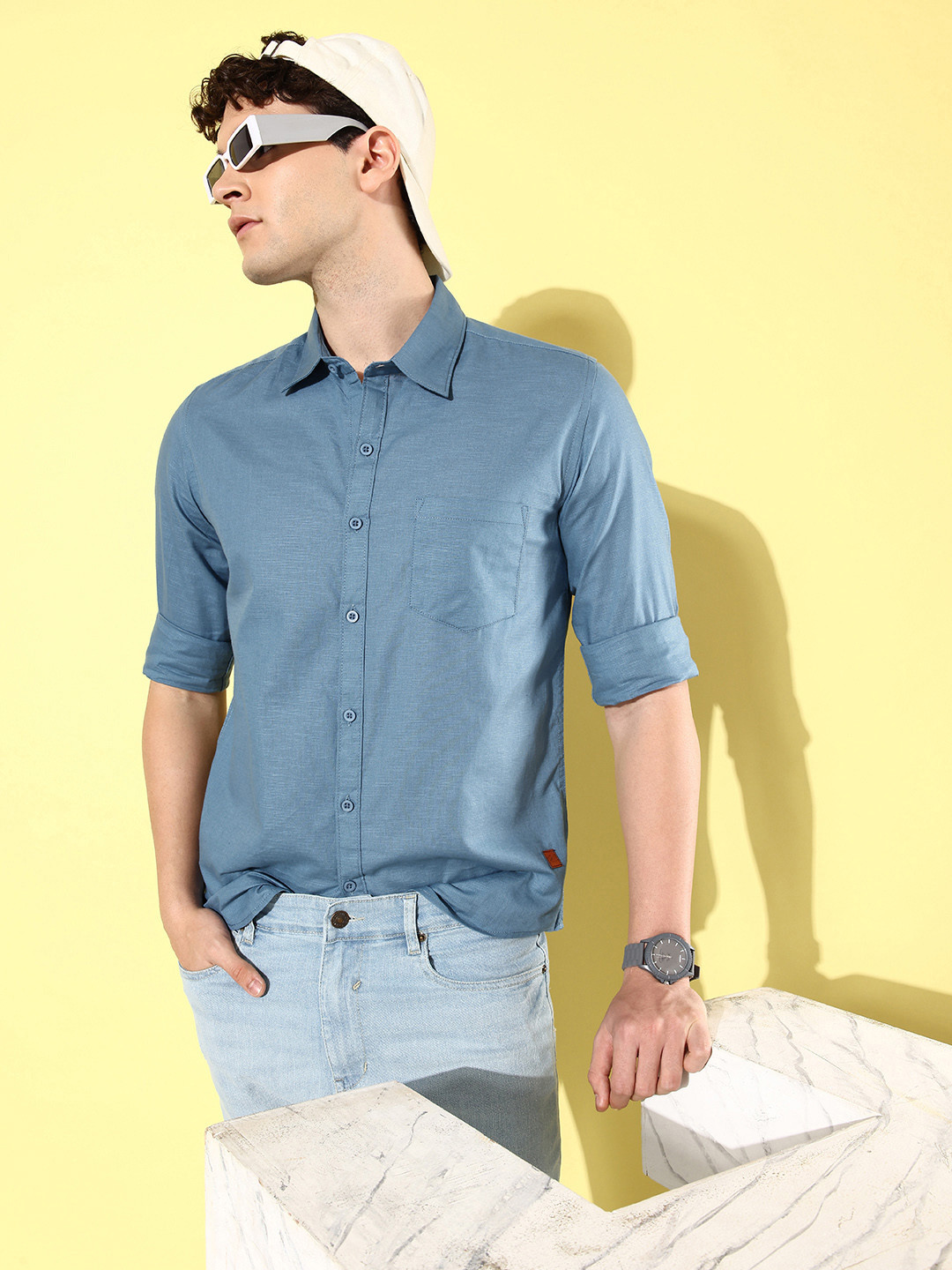 CS LIFE Men Classic Regular Fit Solid Opaque Pure Cotton Casual Shirt With Pocket