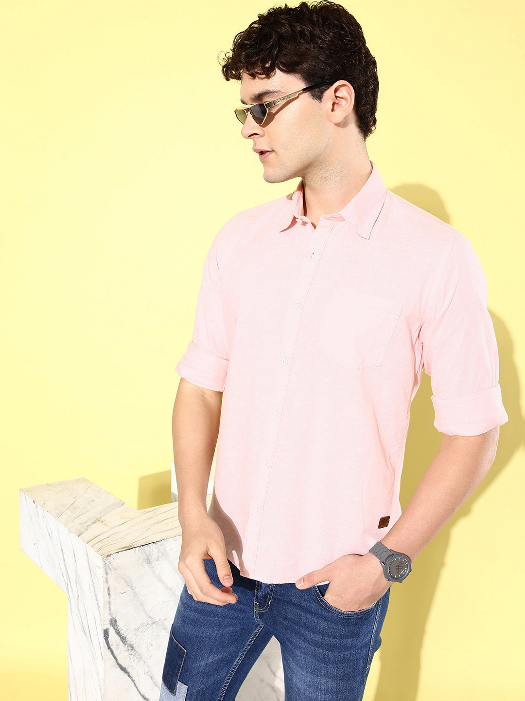 CS LIFE Classic Fit Opaque Casual Shirt