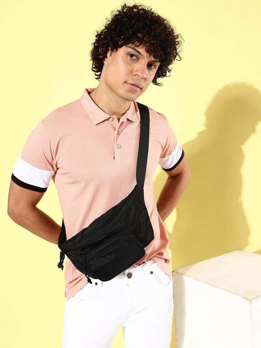 CS LIFE Solid Polo Collar T-shirt With Contrast Color Detail