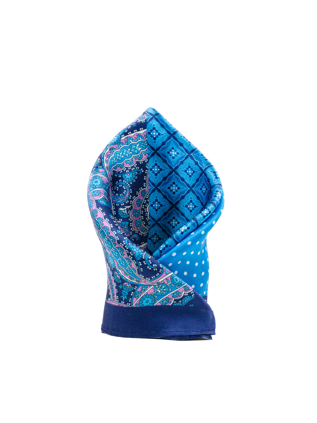 Tossido Blue Printed Silk Pocket Square