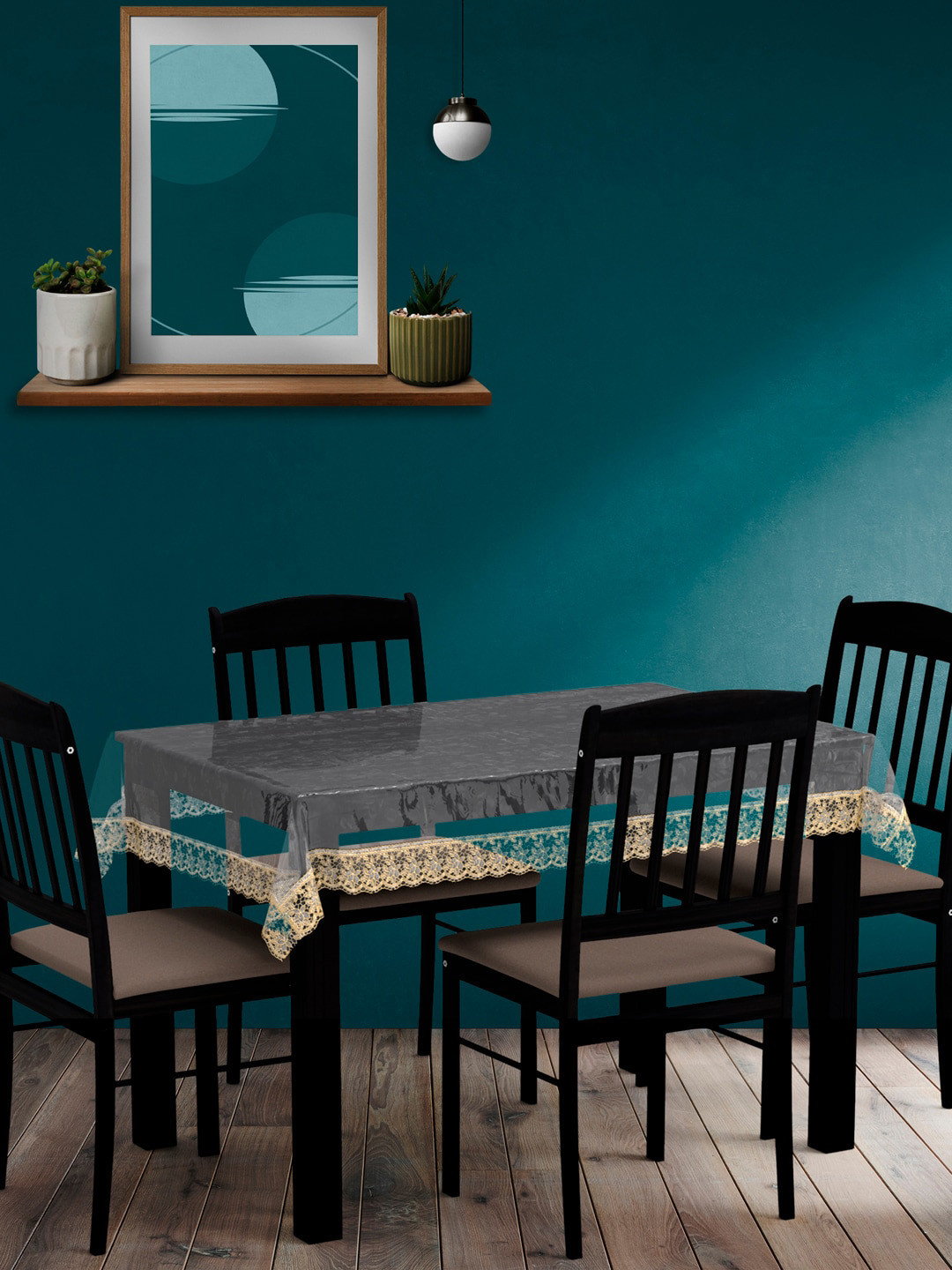 WEAVERS VILLA Transparent Self-Designed 4-Seater Table Cloth