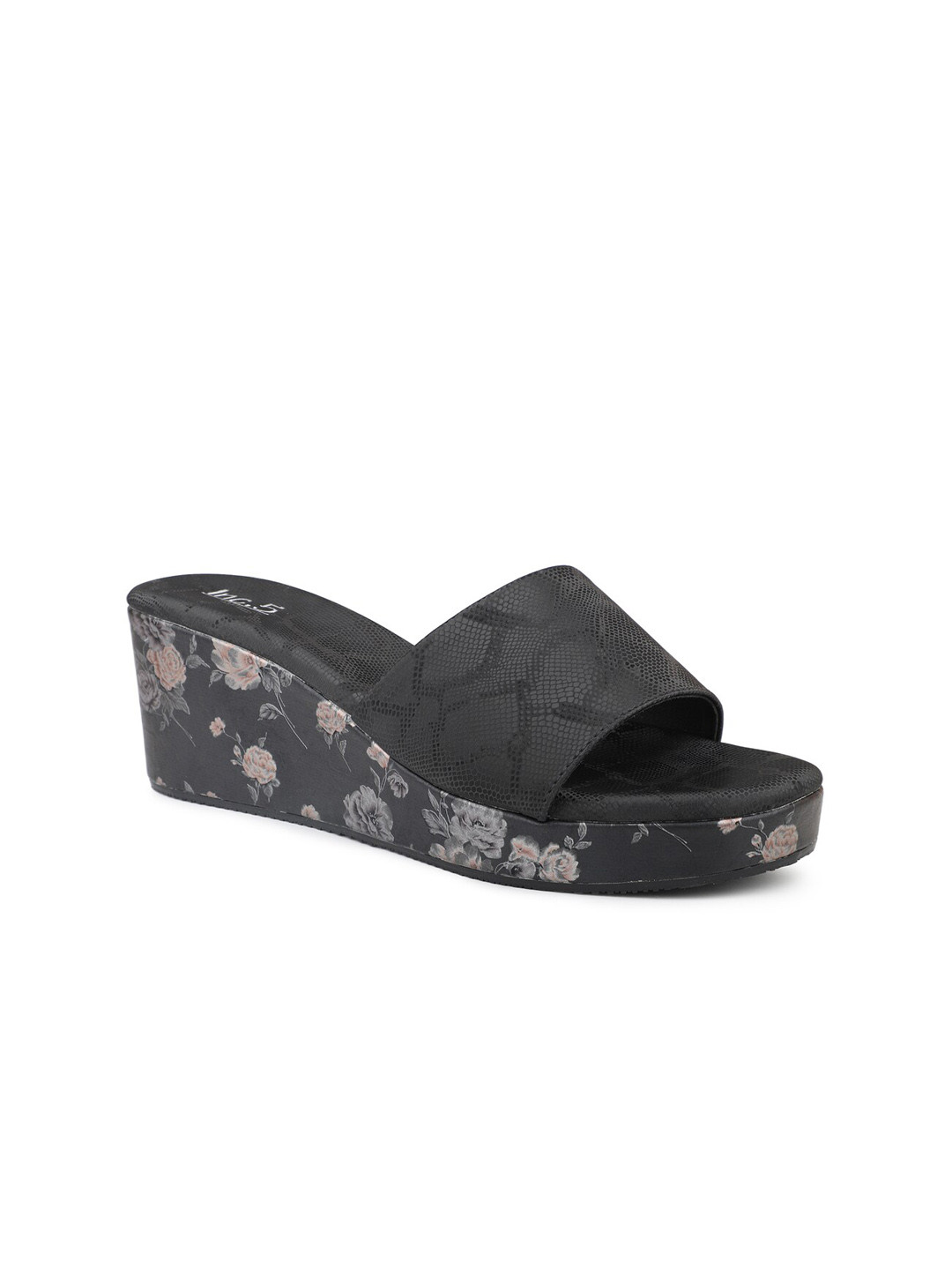 Inc 5 Floral Printed Open Toe Synthetic Wedge Heels