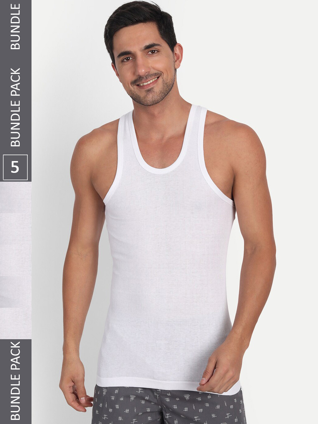 T.T. Men Pack Of 5 Derby Basic Cotton Innerwear Vests