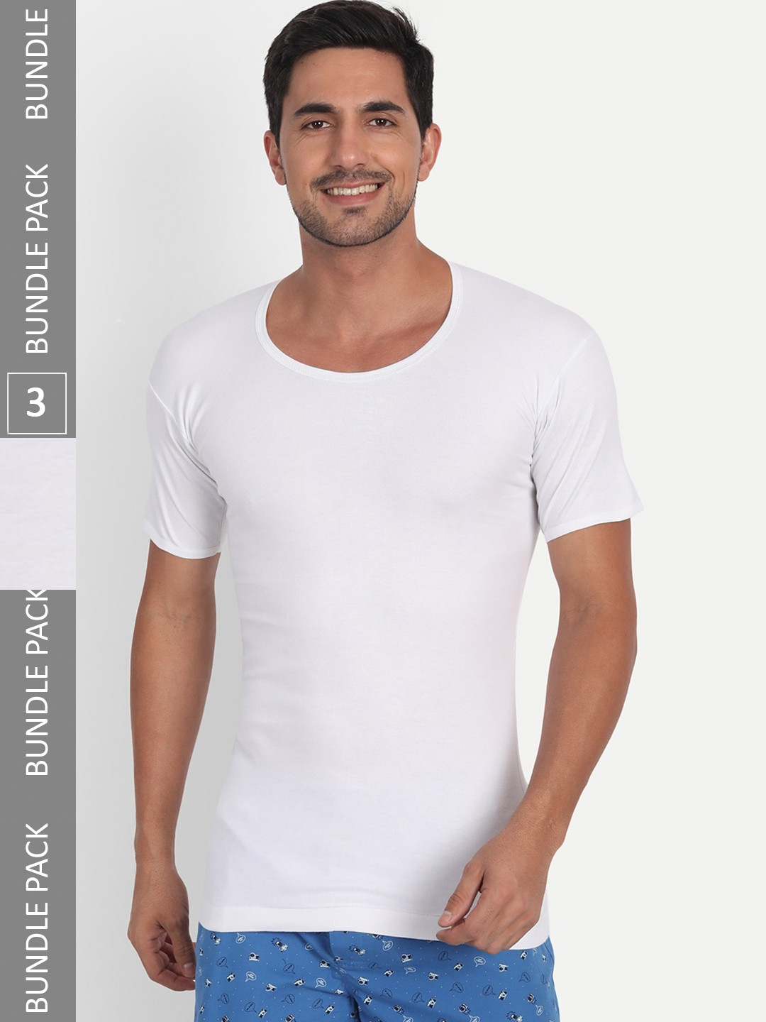 T.T. Men Pack Of 3 Basic Cotton Desire Interlock Half Sleeves Vests