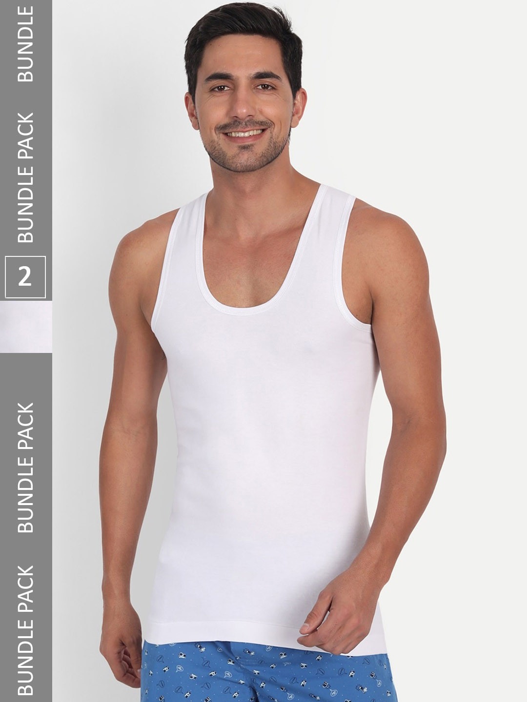 T.T. Men Pack Of 2 Basic Cotton Desire Interlock Half Sleeves Vests