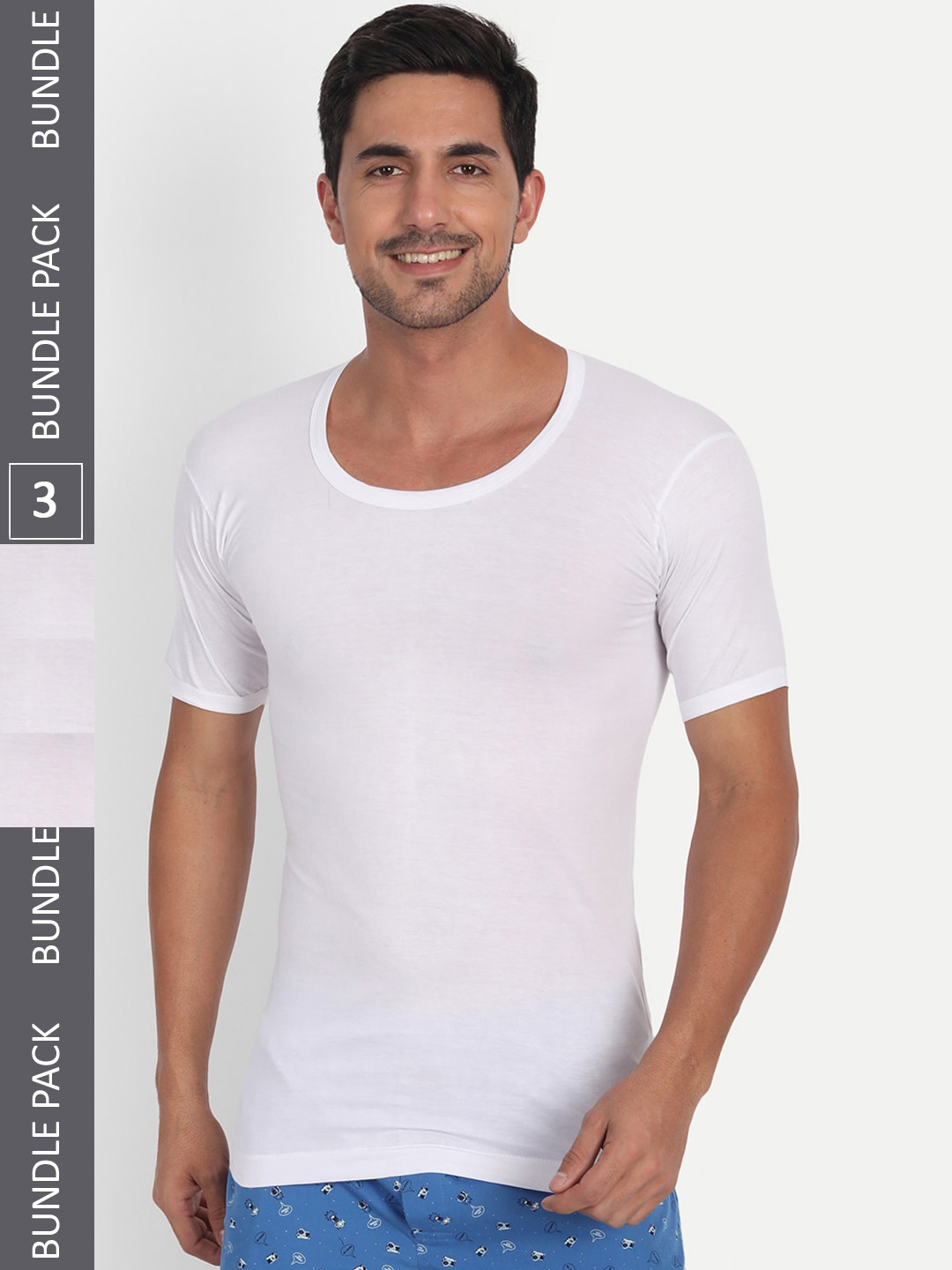 T.T. Pack Of 3 Desire Cotton Round Neck Basic Vests