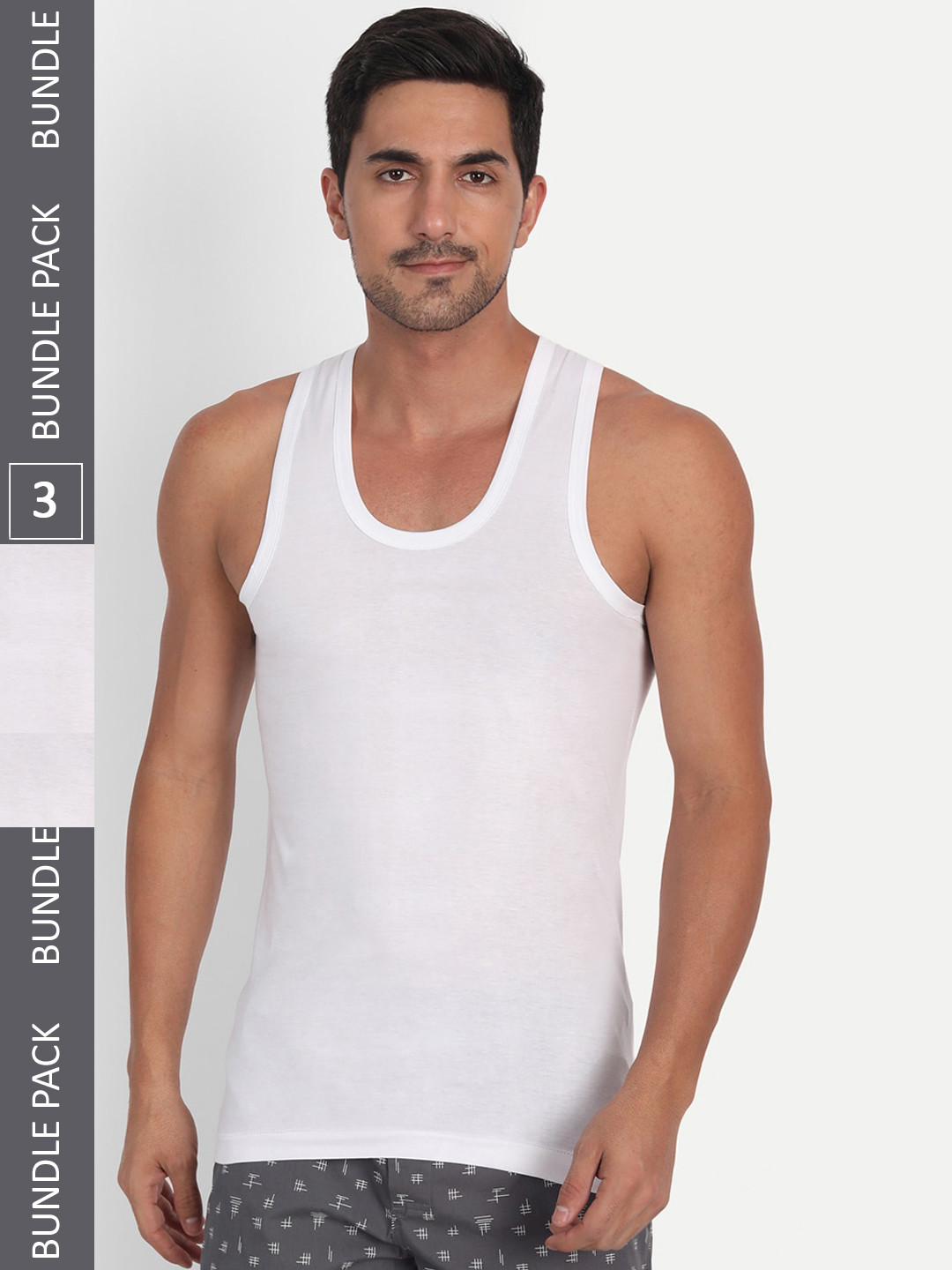 T.T. Men Pack Of 3 Softy Pure Cotton Undershirts Vest - SOFTY_RN_PO3_WHT_80