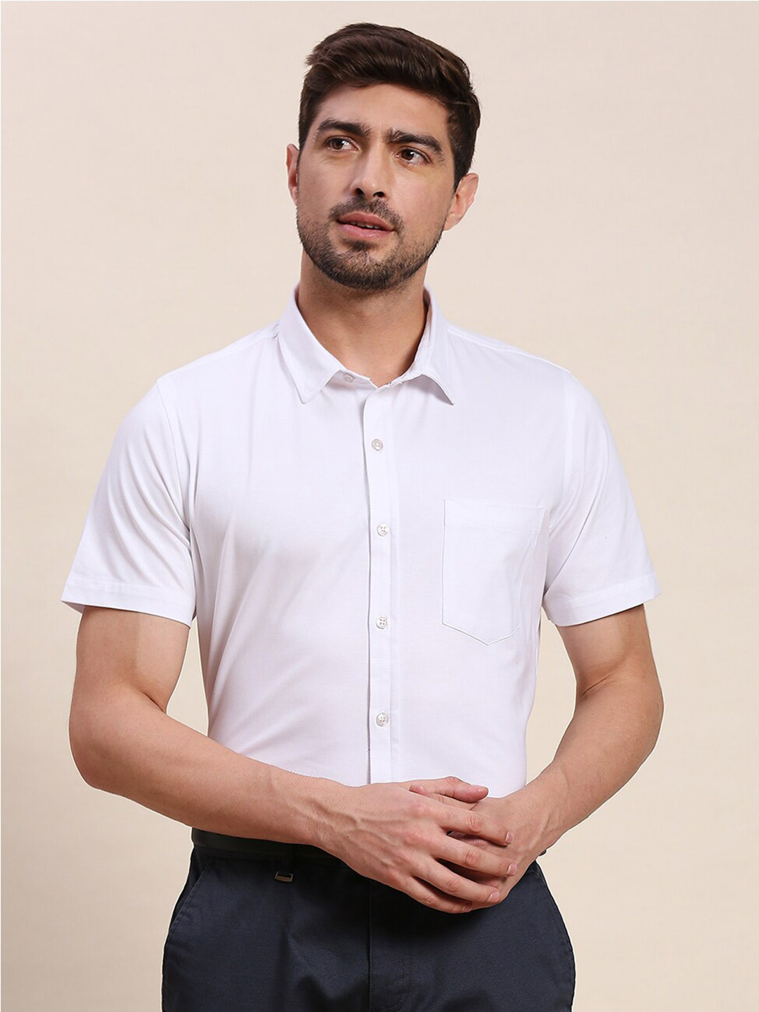 INVICTUS Spread Collar Original Slim Fit Knit Formal Shirt