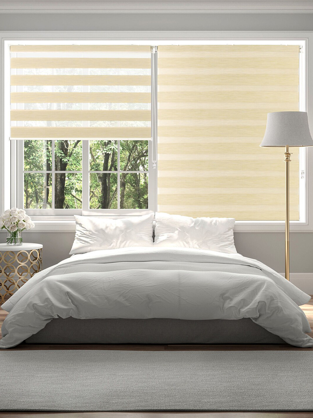 Deco Window Beige Solid Room Darkening Zebra Window Blinds